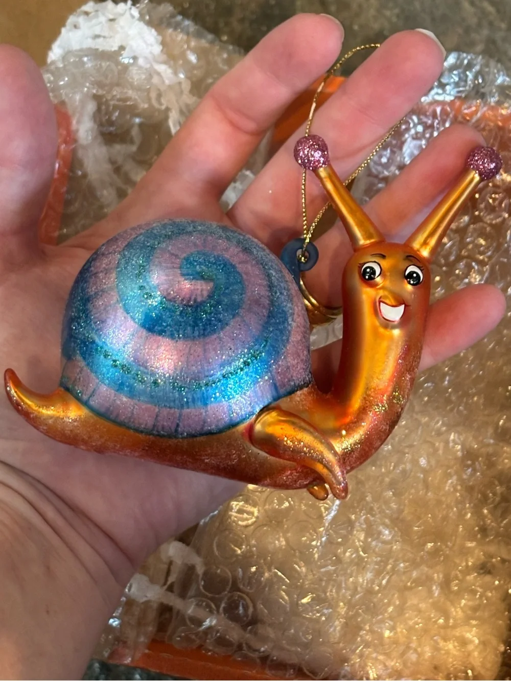 Asian Treasures Snail “Slow Poke” Whimsical Blown Glass VTG Christmas Dead Stock